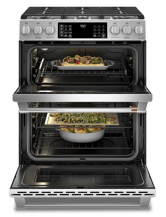 Cafe 30 Inch Slide-In Dual-Fuel Double Oven Convection Range CC2S950P2MS1