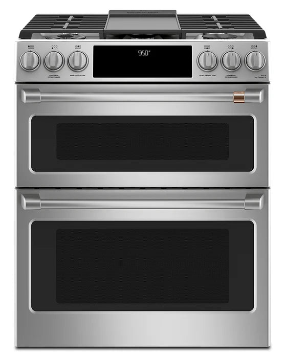 Cafe 30 Inch Slide-In Dual-Fuel Double Oven Convection Range CC2S950P2MS1