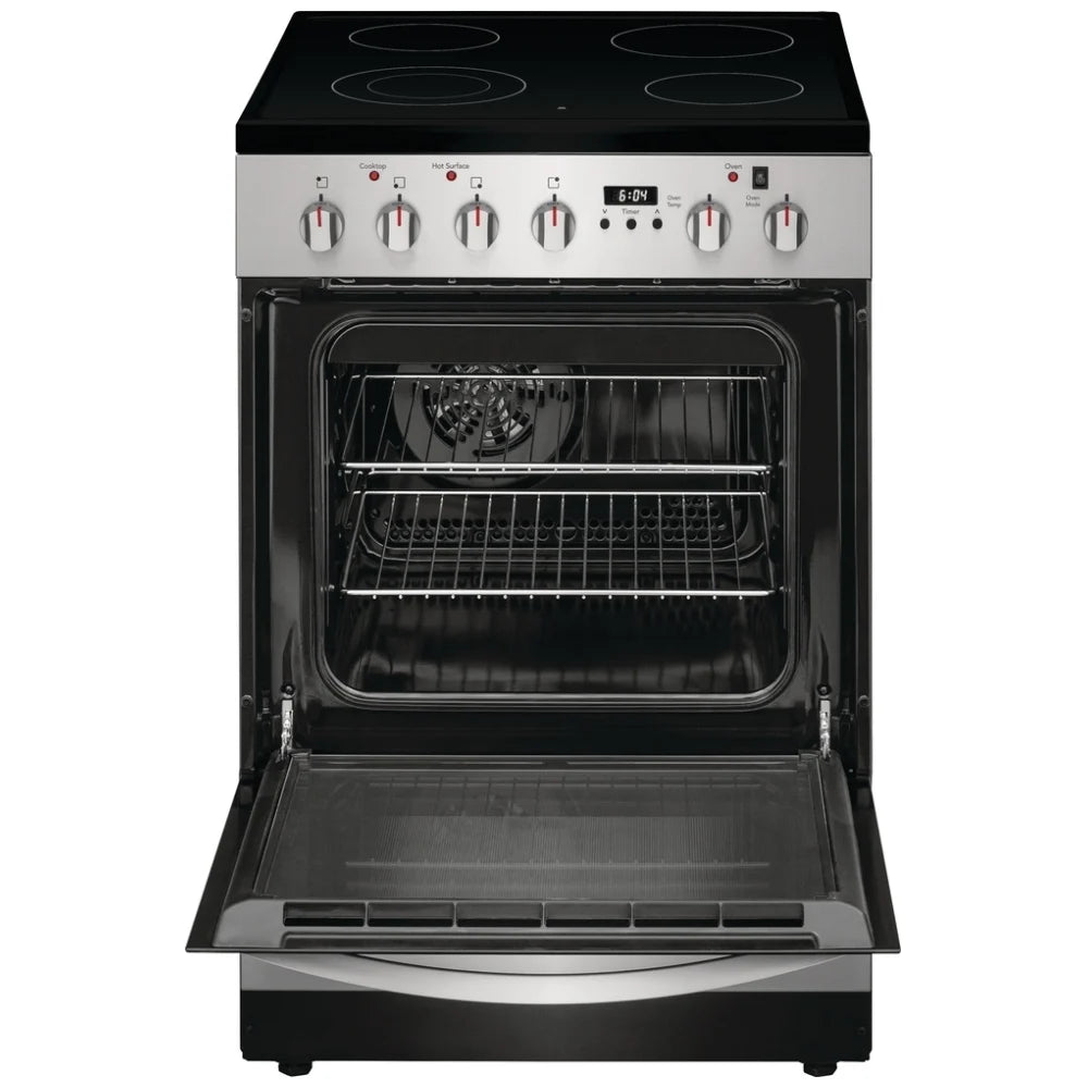 Electrolux FCFE242CAS Front Control Electric Range with 5.4 cu. ft. capacity, ceramic glass cooktop, and advanced cooking features for precision and efficiency