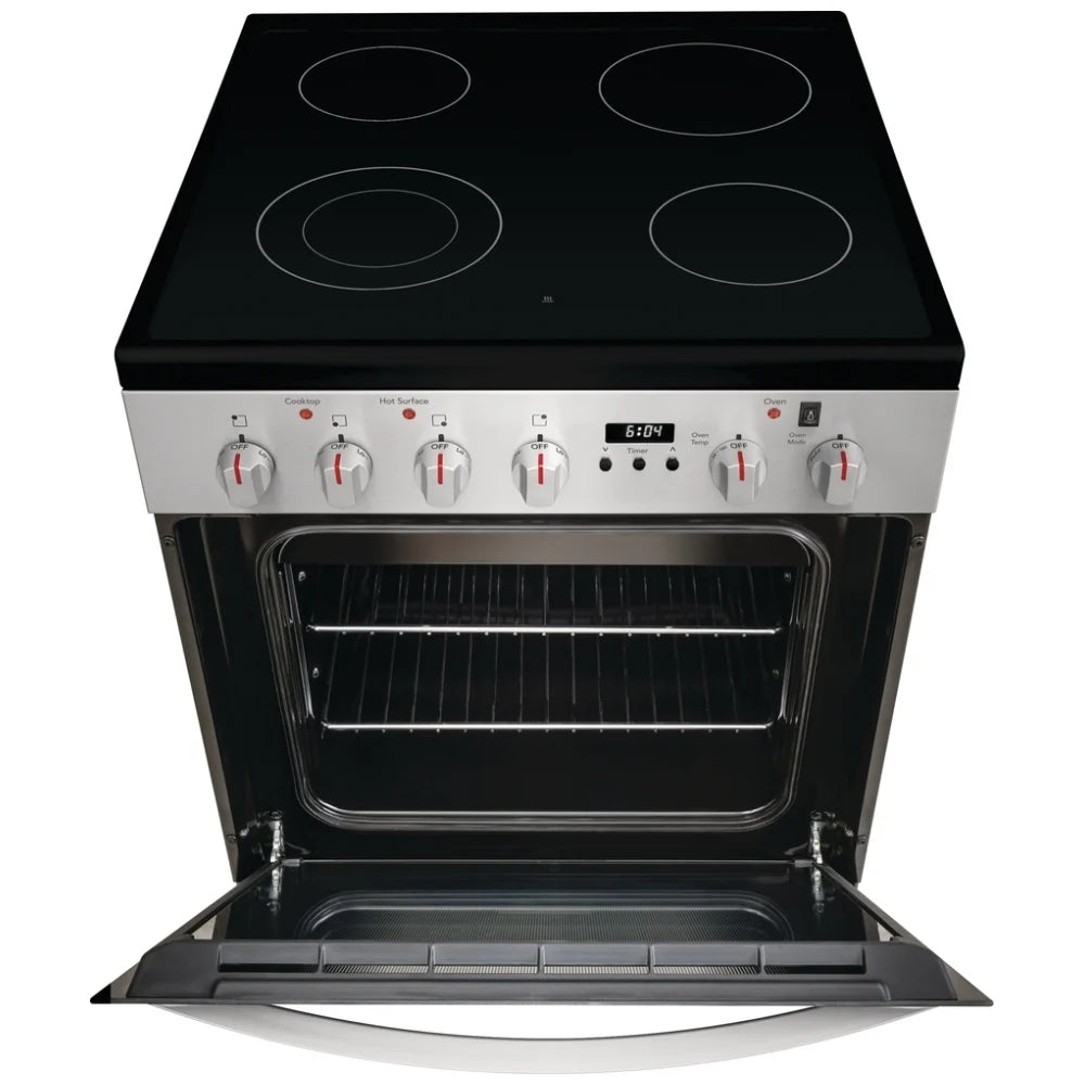 Electrolux FCFE242CAS Front Control Electric Range with 5.4 cu. ft. capacity, ceramic glass cooktop, and advanced cooking features for precision and efficiency