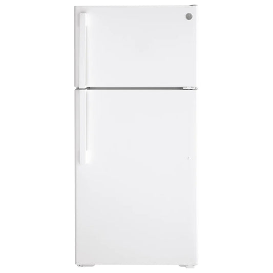 GE Energy Star® 15.6 Cu. Ft. Top Freezer Refrigerator – White (Model: GTE16DTNRWW)