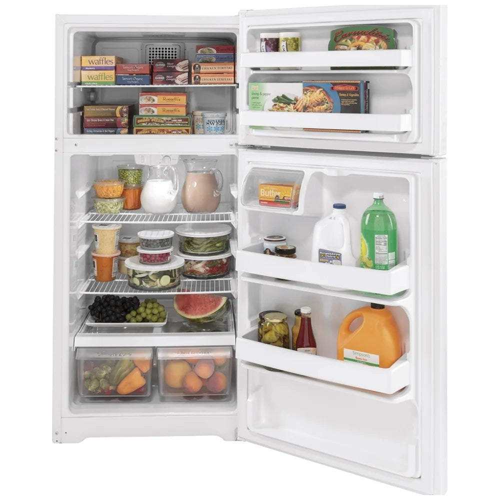 GE Energy Star® 15.6 Cu. Ft. Top Freezer Refrigerator – White (Model: GTE16DTNRWW)