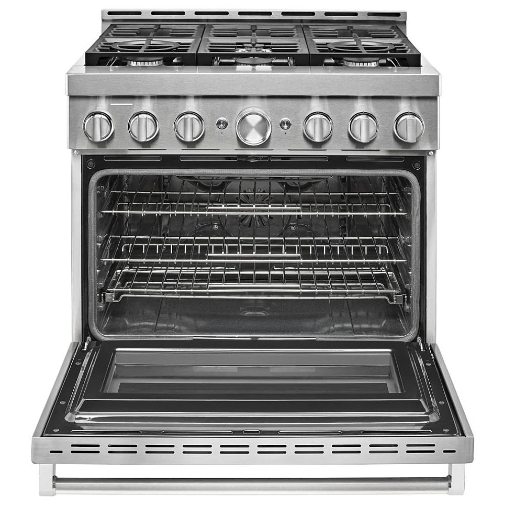 Spacious oven interior with three racks, halogen oven lights, and black interior color for optimal cooking visibility. The oven features a hidden bake element for an even cook.