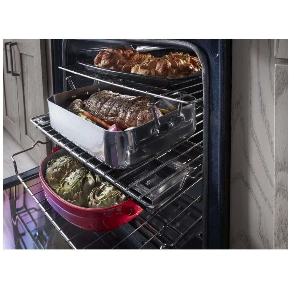 AquaLift® Steam Clean feature on KitchenAid KSGG700EBS oven for easy, odorless cleaning