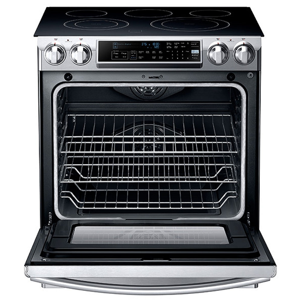 Samsung 30" Slide-In Range Oven with 5.8 Cu. Ft. Capacity and Dual Convection.