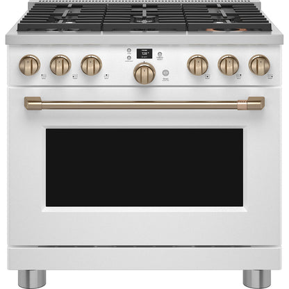 Cafe 36 Inch Smart Dual-Fuel Commercial-Style Range Matte White C2Y366P4TW2