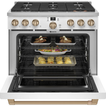 Cafe 36 Inch Smart Dual-Fuel Commercial-Style Range Matte White C2Y366P4TW2