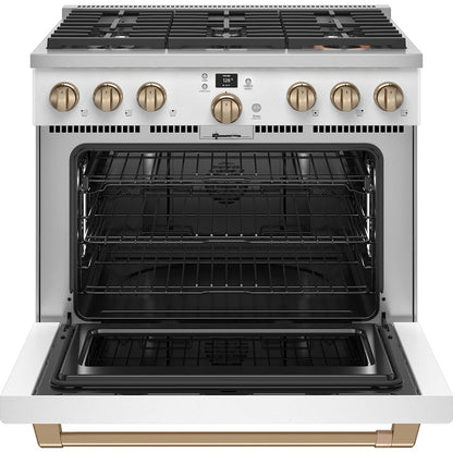 Cafe 36 Inch Smart Dual-Fuel Commercial-Style Range Matte White C2Y366P4TW2