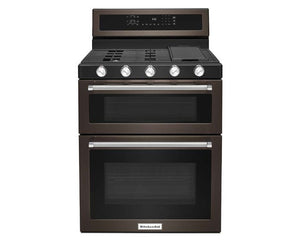 KitchenAid - 30-Inch 5 Burner Gas Double Oven Convection Range - KFGD500