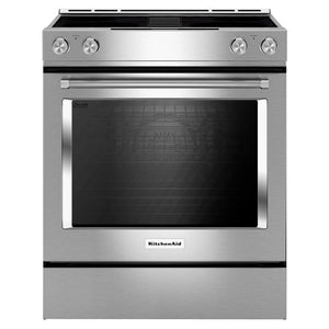 KitchenAid - 30-Inch 4-Element Electric Downdraft Front Control Range - KSEG950ESS