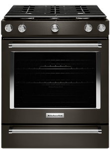 KitchenAid - 30 Inch Slide-In Gas Range With Front Controls And Convection - KSGG700