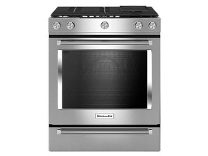 KitchenAid - 30-Inch 5-Burner Dual Fuel Convection Front Control Range with Baking Drawer - YKSDB900ESS