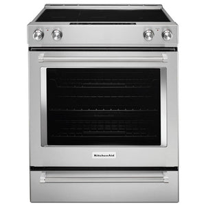 KitchenAid - 30-Inch 5-Element Electric Convection Slide-In Range with Baking Drawer - YKSEB900